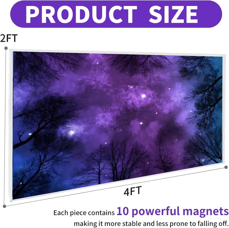 Torixqi 2pcs Fluorescent Light Covers - Light Covers for Ceiling Lights Classroom, Magnetic Light Filters for Office, Hospitals, Home 4 x 2 Feet (purple nebula) - Image 2
